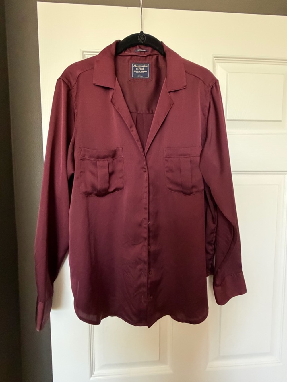 Abercrombie & Fitch Maroon 'Boyfriend' Button-Up Shirt